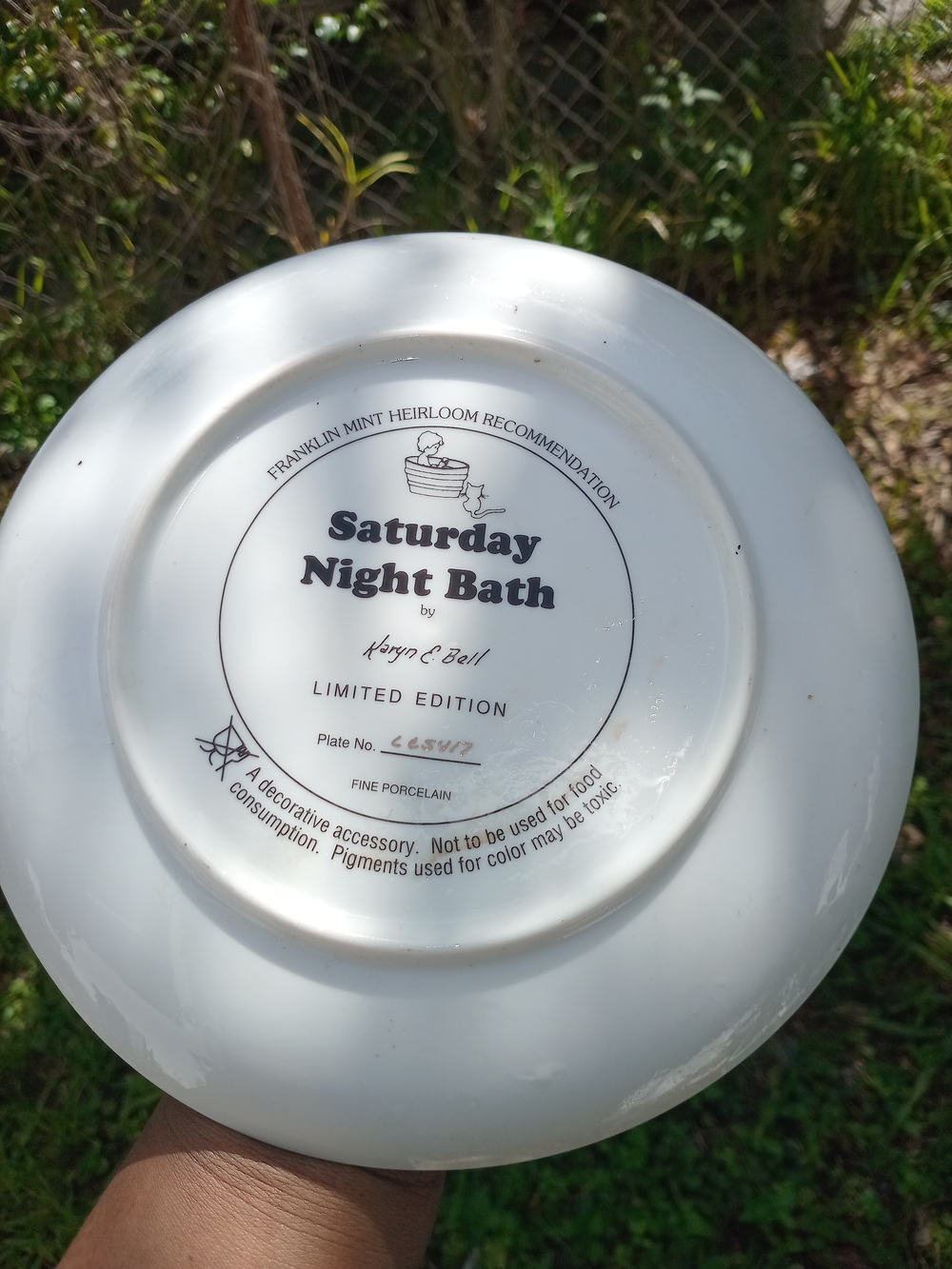 Franklin Mint Saturday Night Bath Decorative Porcelain Bowl - White